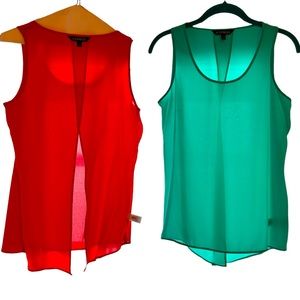 Express Womens Tops - Bundle Red and Green sleeveless anytime tops; Size XS